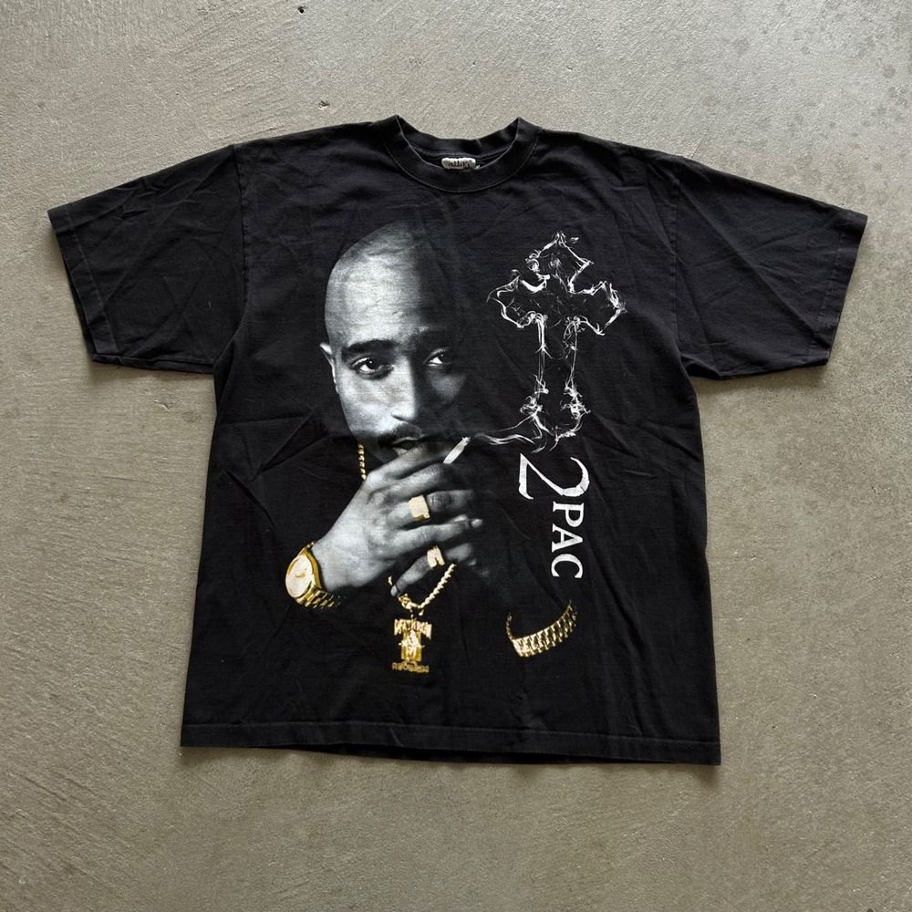 Vintage Tupac Makaveli Shirt Size Xl Black Death Row Records 2pac Thug Life Rap